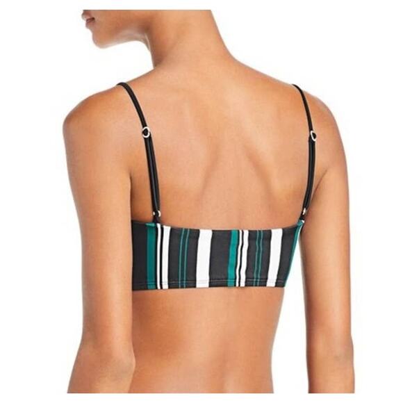 DOLCE VITA Venice Stella Black Green White Stripe Bandeaux Bikini Top Size L - Picture 3 of 8
